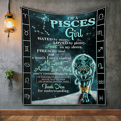Alternative view of I'm a Pisces Girl Hated by Many Loved by Plenty Horoscope Zodiac Fleece Blanket - Premium Sherpa Blanket