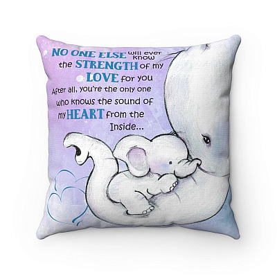 No One Else Will Ever Know The Strength of My Love Elephant Mother Heart Blue Decorative Pillow