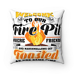 Wel-come To Our Fire Pit Throw Pillow - Decorative Pillow - Indoor Outdoor Cushion - Sofa Home Decor