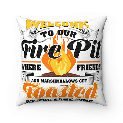 Wel-come To Our Fire Pit Throw Pillow - Decorative Pillow - Indoor Outdoor Cushion - Sofa Home Decor
