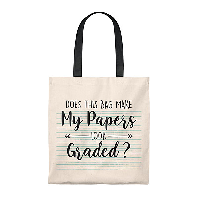 Does This Bag Make My Papers Look Graded Vintage Canvas Tote Bag - Shoulder Bag - Reusable Grocery Shopping Bag