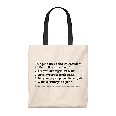 Things To Not Ask A PhD Student When You Will Vintage Canvas Tote Bag - Shoulder Bag - Reusable Grocery Shopping Bag