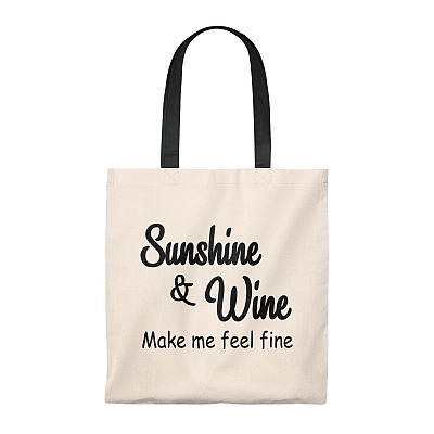 Sunshine And Wine Make Me Feel Fine Vintage Canvas Tote Bag - Shoulder Bag - Reusable Grocery Shopping Bag