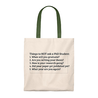 Alternative view of Things To Not Ask A PhD Student When You Will Vintage Canvas Tote Bag - Shoulder Bag - Reusable Grocery Shopping Bag