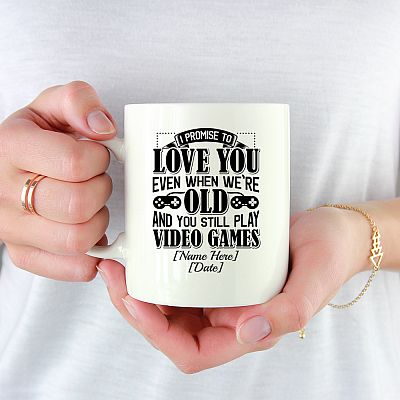 Alternative view of I Promise to Love You Still Play Video Games Personalized Ceramic Coffee Mug - Beer Stein - Water Bottle