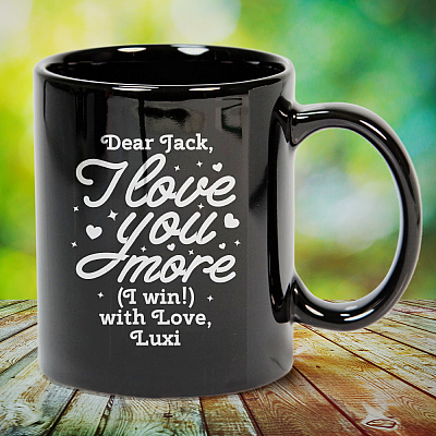 Alternative view of I Love You More I Win Valentine Personalized Ceramic Coffee Mug - Beer Stein - Water Bottle - Color Changing Mug