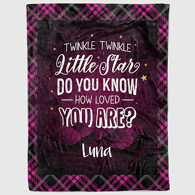 Alternative view of Twin-Kle Little Star Do You Know How Loved You Are Personalized Fleece Blanket-Premium Sherpa Blanket-Woven Blanket