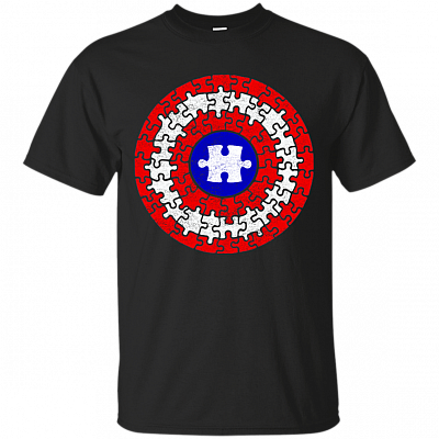 Captain Autism Awareness Puzzle Superhero Shield T-Shirt - Autism Awareness Shield Tee Shirt