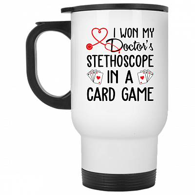 14 oz. White Travel Mug