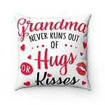 Grandma Never Runs Out Of Hugs Or Kisses Throw Pillow - Decorative Pillow - Indoor Outdoor Cushion - Sofa Home Decor