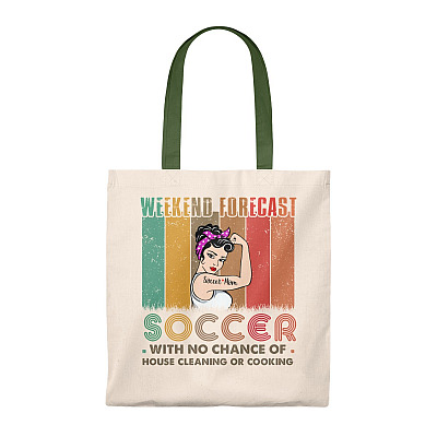 Alternative view of Weekend_ Forecast Soccer Vintage Canvas Tote Bag - Shoulder Bag - Reusable Grocery Shopping Bag