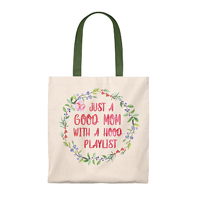Alternative view of Just A Good Mom With A Hood Playlist Flower Vintage Canvas Tote Bag - Shoulder Bag - Reusable Grocery Shopping Bag