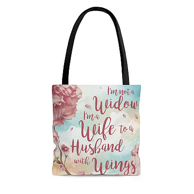 I'm Not A Widow I'm A Wife To A Husband With Wings Vintage Canvas Tote Bag - Shoulder Bag - Reusable Grocery Shopping Bag