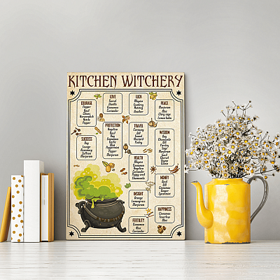 Alternative view of Kitchen Witch-Ery Sign Gallery Wrapped Framed Canvas Prints - Unframed Poster - Home Decor Wall Art