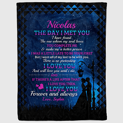 Alternative view of The Day I Met You I Have Found the One Whom My Soul Loves Personalized Fleece Blanket - Premium Sherpa Blanket