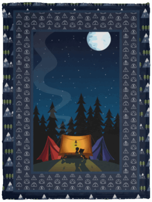 Camping Night Reading Book Children Fleece Blanket - Campfire Tent Camp Premium Sherpa Blanket Reading Book Woven Blanket