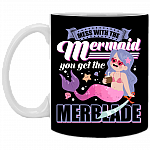 Mess With The Mer-maid You Get The Merblade Ceramic Coffee Mug - Beer Stein -Water Bottle - Color Changing Mug