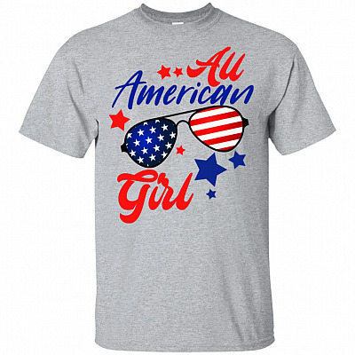 All-American Girl T-Shirt - Patriotic July 4th Shirt