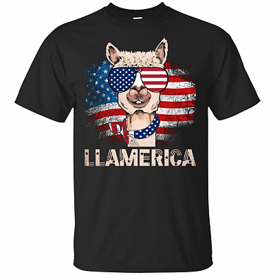 Llamerica American Flag Llama T-Shirt - Patriotic 4th of July Shirt