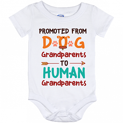 Promoted From Dog Grandparents To Human Grandparents Funny Dog Lovers Baby Onesie -Infant Bodysuit