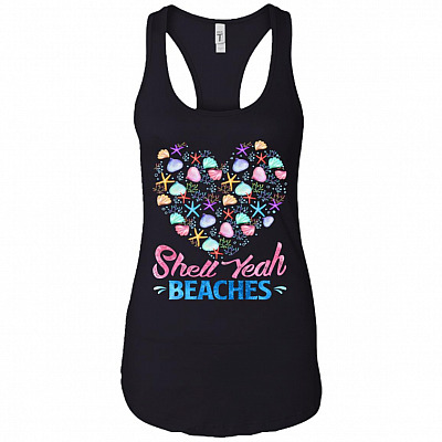 Shell Ye-ah Beach-es Cotton Tank Top Tee - Ladies Racerback Tank