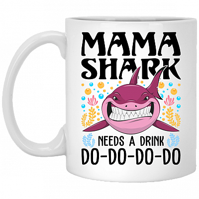 Mama-Shark Needs A Drink Do Do Do Do Ceramic Coffee Mug - Beer Stein -Water Bottle - Color Changing Mug