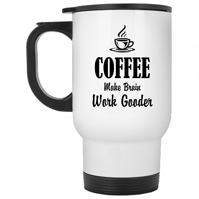 14 oz. White Travel Mug