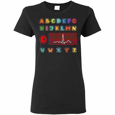 Nursing Women Funny Alphabet PQRSTU ECG EKG Electrocardiography Wave Strip Paramedic RN Nurse Ladies T-Shirt Tee Shirt