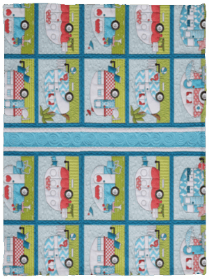 Happy Vintage Camper Trailers Camping Fleece Blanket - Fun Happy Retro Camper Trailers Premium Sherpa Blanket Woven Blanket