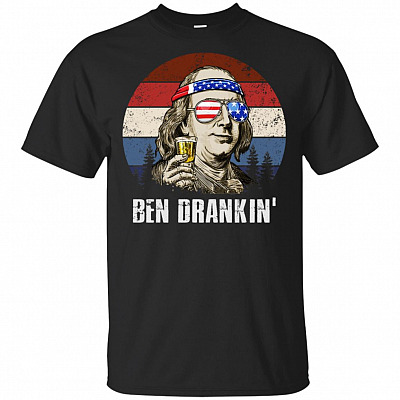 Benjamin Ben Drankin Beer Fourth Of July Funny Vintage T-shirt - V-neck Tee