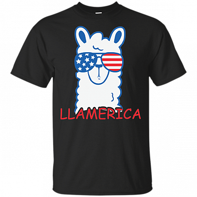 LlAmerica Memorial Day July 4th T-Shirt - America Flag 4th Of July Patriotic Llama Themed Shirt
