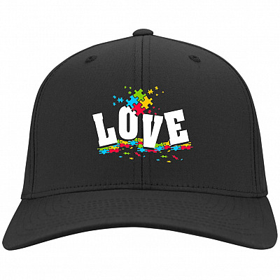 Love Autism Awareness Twill Cap - High-Profile Snapback Hat - Trucker Hat