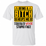 Being A Bitch Helps Me Tolerate Your Stupid Face Funny Sarcasm T-shirt - V-neck Tee