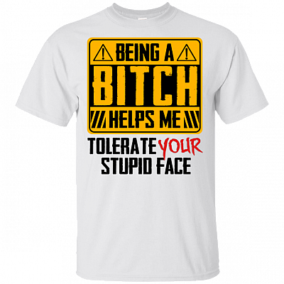 Being A Bitch Helps Me Tolerate Your Stupid Face Funny Sarcasm T-shirt - V-neck Tee