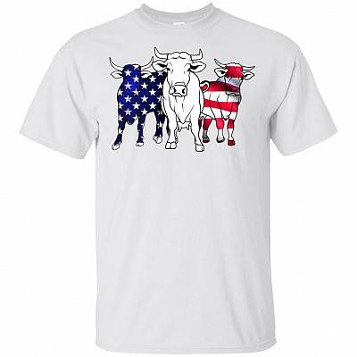 Fourth Of July Red-White-Blue Cow Independence T-shirt - Heifer V-neck Tee
