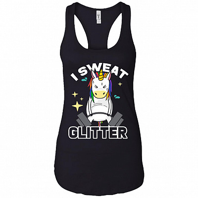 I Sweat Glitter Unicorn Tank Top - Racerback - Funny Fitness Tank Top