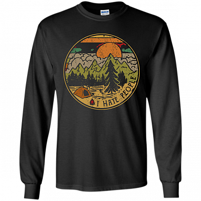 Cute Vintage Fire Camping I Hate People Hoodie - Sweatshirt - Long Sleeve T-Shirt