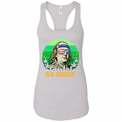 Ben Smoking Blunt Funny Fourth Of July Vintage Cotton Tank Top Tee - Ladies Racerback Tank