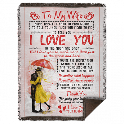 To My-Wife Sometimes Its Hard-To-Find Words Fleece Blanket - Premium Sherpa Blanket - Woven Blanket