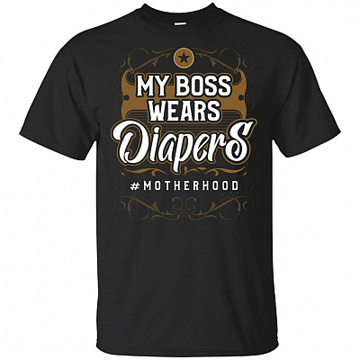 My Boss Wears Diapers MotherHood Funny Mom T-shirt - V-neck Tee