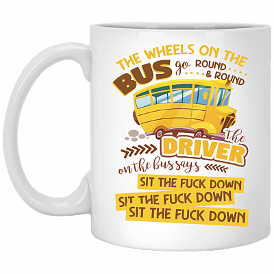 The Wheels On The Bus Go Round And Round Ceramic Coffee Mug - Beer Stein -Water Bottle - Color Changing Mug