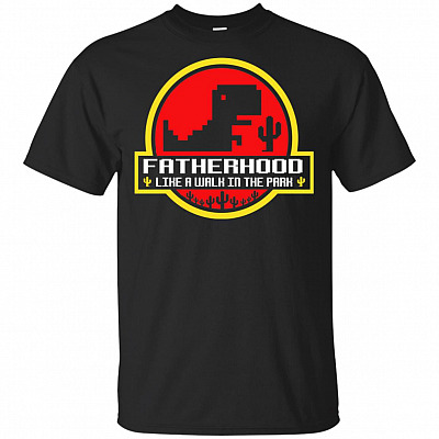 Fatherhood Like A Walk In The Park No Internet Connection T-Shirt - Daddy Dad Father's Day Vintage Retro Sunset Tee Shirt
