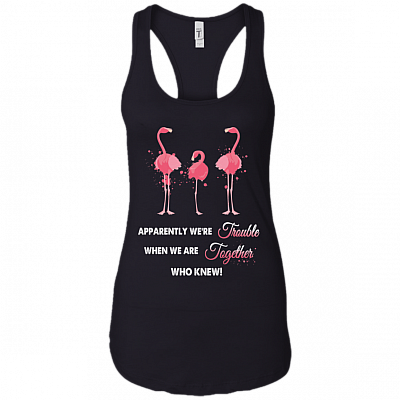 Apparently We're Trouble When We Are Together Who Knew Flamingo Cotton Tank Top Tee - Racerback Tank Shirt
