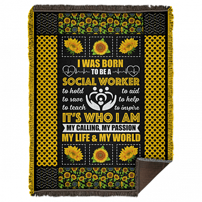 I Was Born To Be A Social Worker To Hold To Save To Teach Fleece Blanket - Premium Sherpa Blanket - Woven Blanket