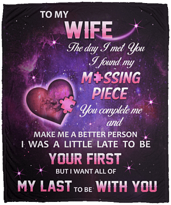 Alternative view of To Wife The Day I Met You I Found My Missing Piece You Complete Me Fleece- Sherpa Blanket- Woven Blanket