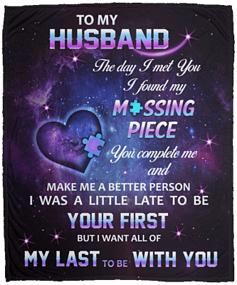 Alternative view of To My Husband The Day I Met You I Found My Missing Piece You Complete Me Fleece - Sherpa Blanket - Woven Blanket