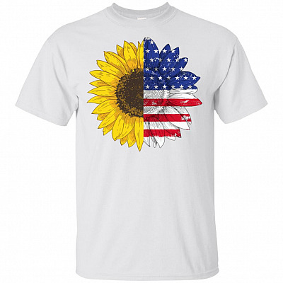 Sunflower United-States Flag - Fourth Of July-Patriotic t-shirt - V-neck Tee