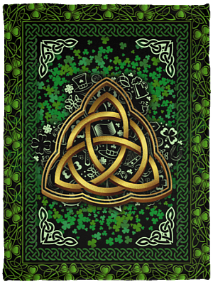 Irish Symbol Fleece Blanket - Shamrock Patrick Day Premium Sherpa Blanket - Woven Blanket