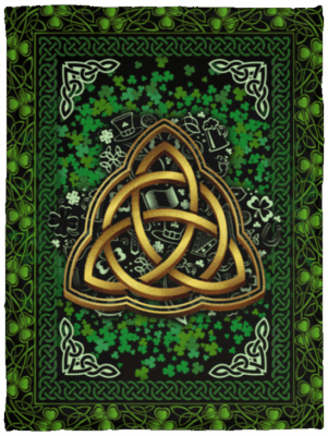 Irish Symbol Fleece Blanket - Shamrock Patrick Day Premium Sherpa Blanket - Woven Blanket