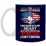 I Am A Navy Veteran I Was Born With My Heart On My Sleeve Ceramic Coffee Mug - Beer Stein -Water Bottle - Color Changing Mug
